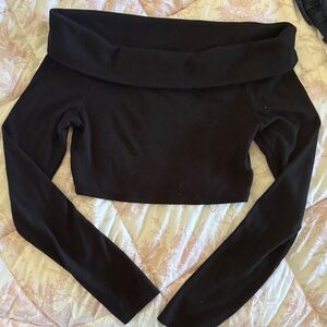 Garage Black Off-Shoulder Crop Top
